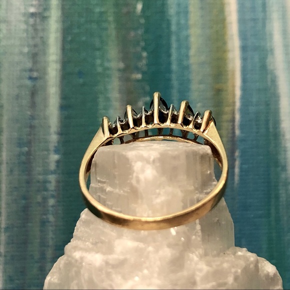 Genuine 14K Gold Sapphire & Diamond Wedding Ring - Picture 8 of 16